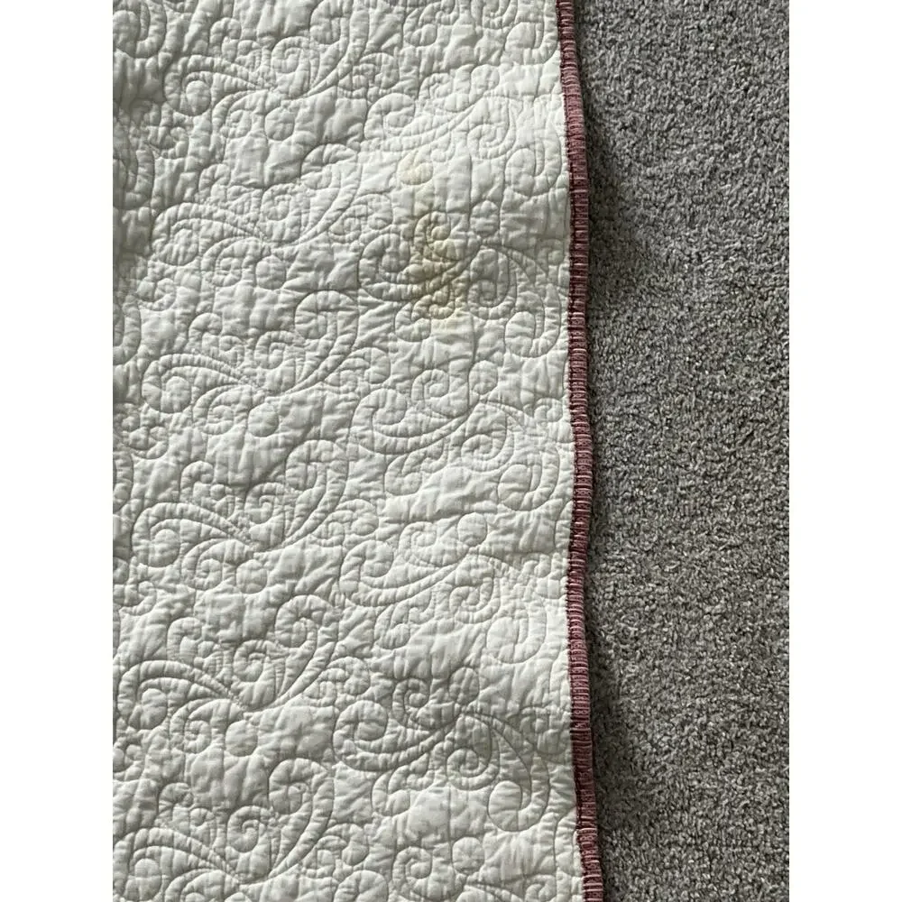 Handmade Quilted Bed Blanket Throw Floral Geometric Grannycore Cream Multicolor